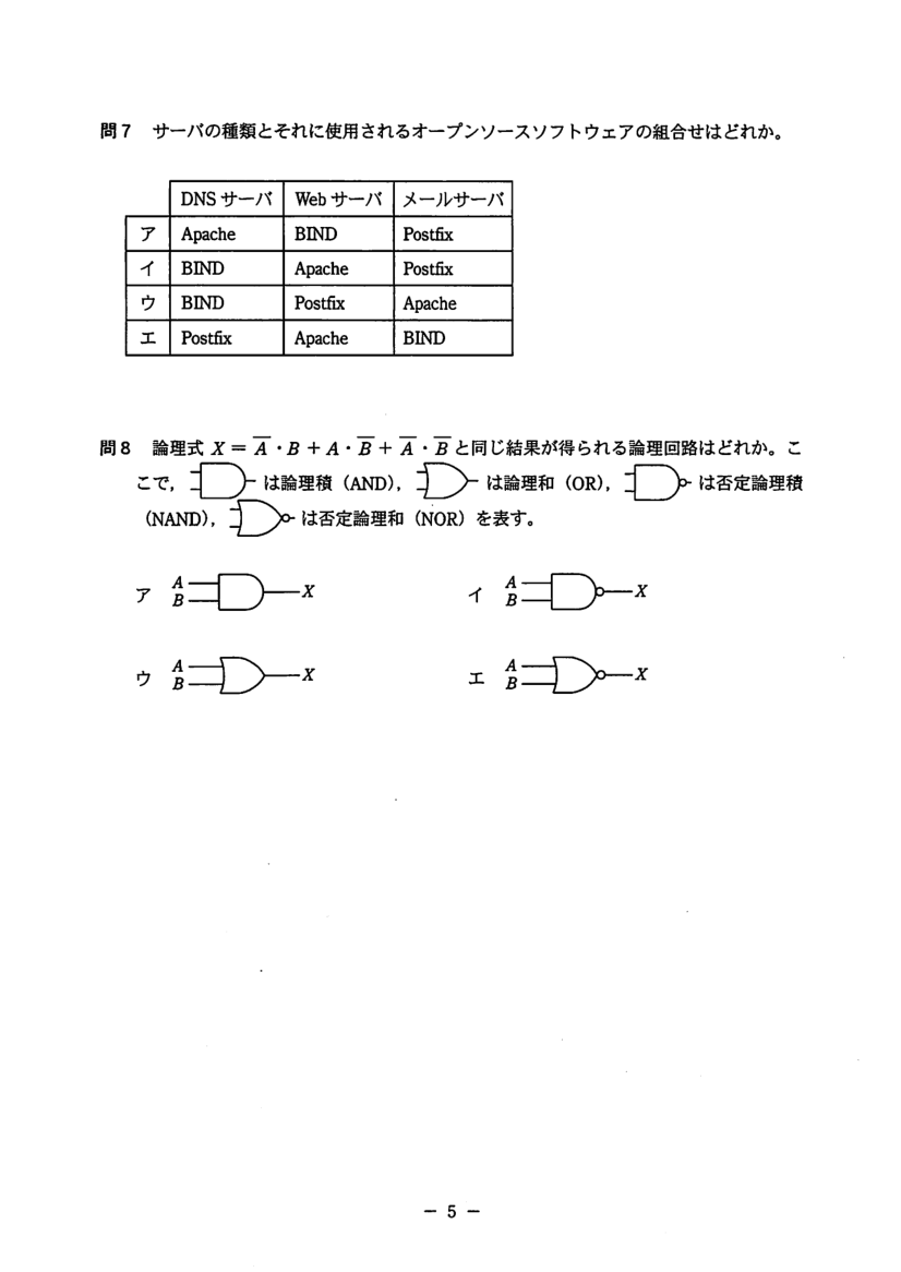 公式問題冊子の問8(図や選択肢を含む)